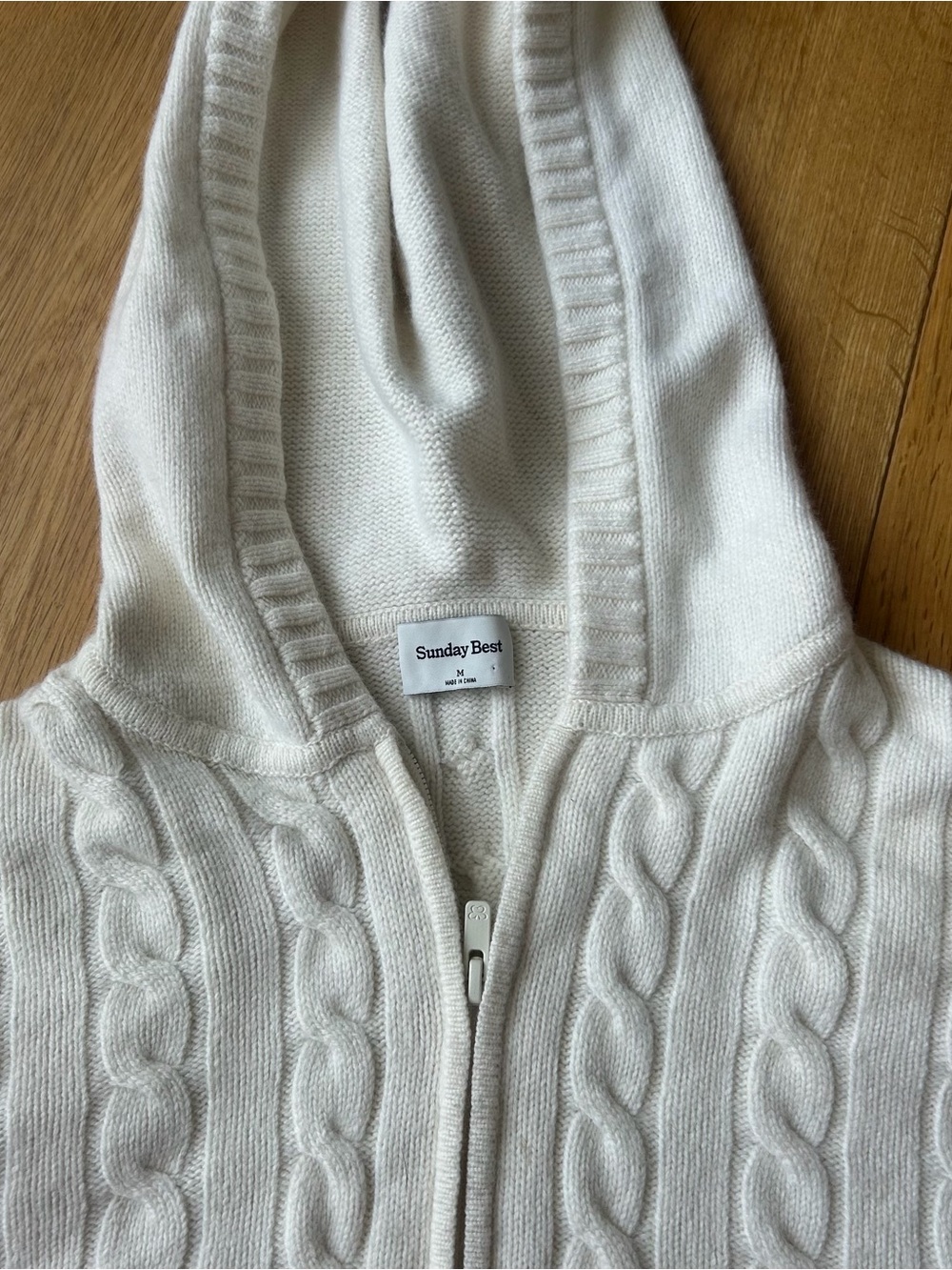 Aritzia Cream Cable Knit Zip Hoodie - Picture 4 of 5